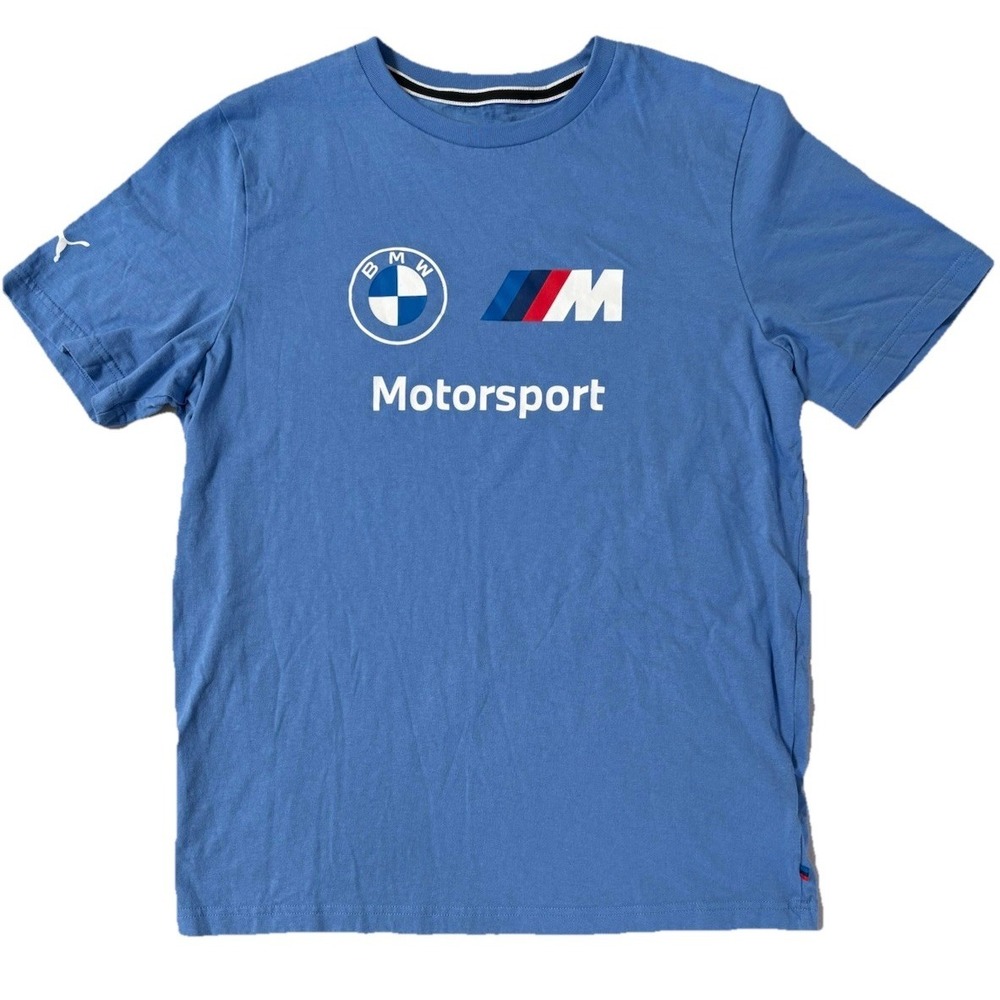 Puma BMW Motorsport Essentials Logo T-Shirt Blue Skies Mens Size MED 621314-05